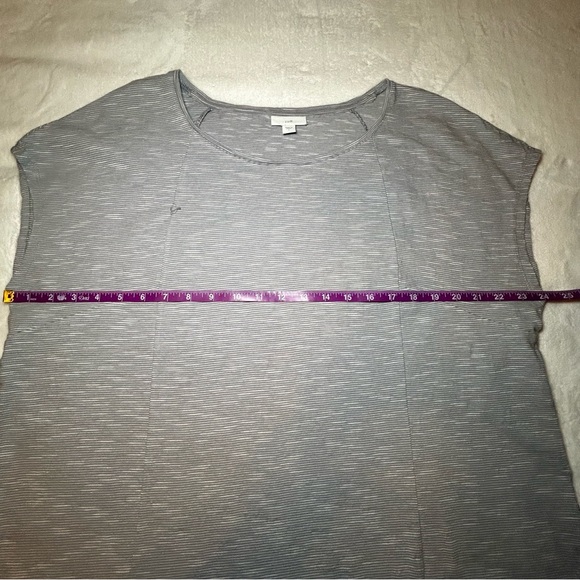 J.Jill Grey Striated Seamed Cap Sleeve Boxy Cotton Tee Size Large - Picture 9 of 9